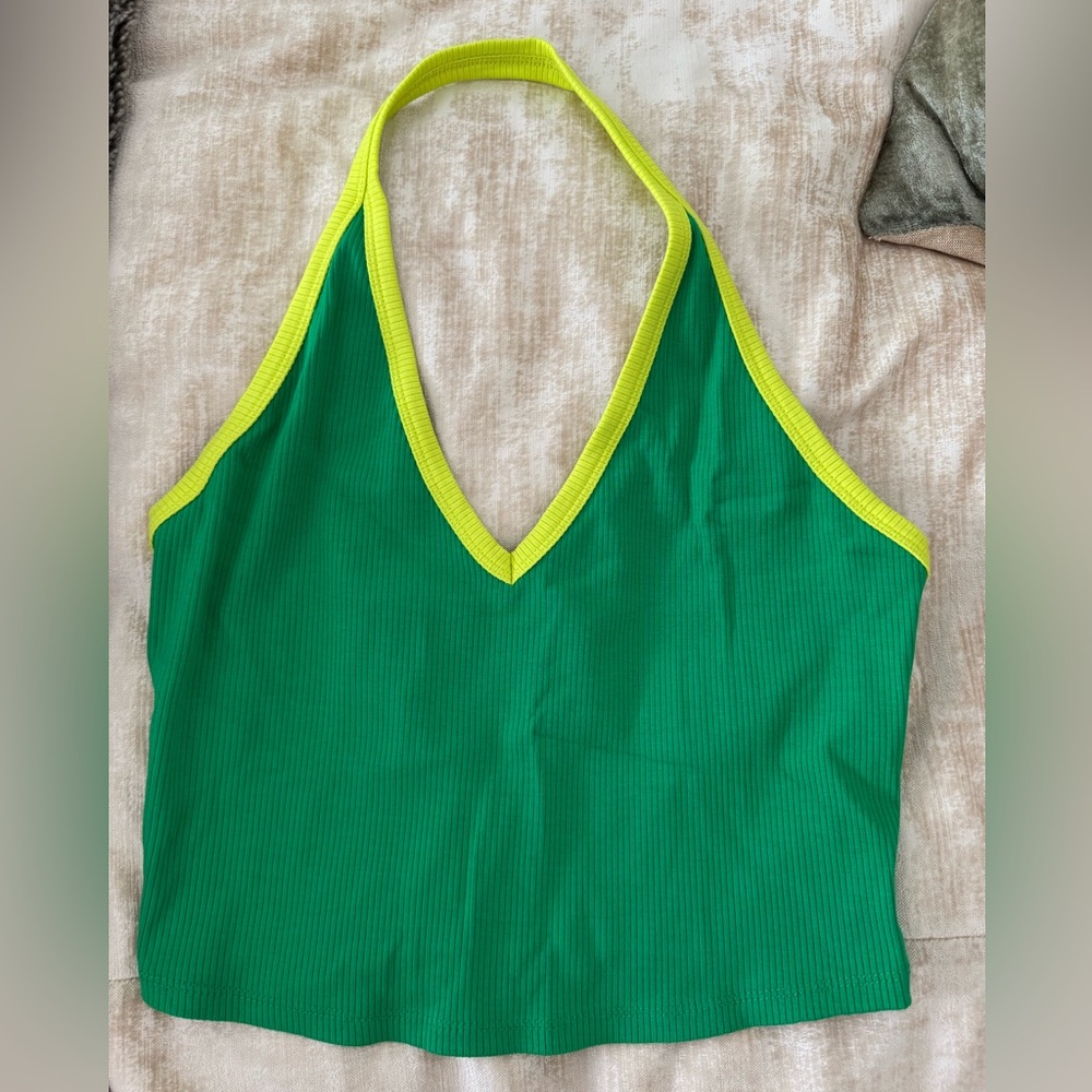 Wild Fable Vibrant Green Ribbed Crop Top NWOT